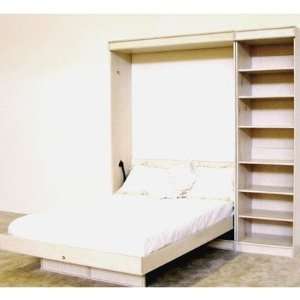   Transitional Birch Vertical Full Murphy Bed with Pier Bookcase 