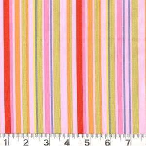  45 Wide Color Beat Stripe Pink/Multi Fabric By The Yard 