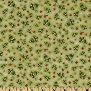  44 Wide Hugs & Holly Trees Light Green Fabric By The 