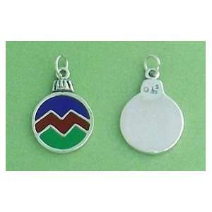 Blue, Red and Green Enamel Sterling Silver Charm, Christmas Tree 