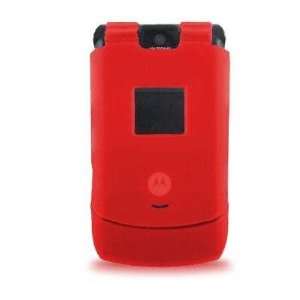  Red Gel Silicone Skin Case For Motorola RAZR V3 Cell 