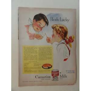 Carnation Milk. 1945 full page print advertisement. (little boy and 
