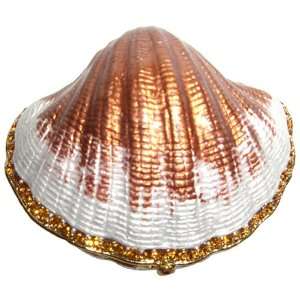  Brown Sea Shell Bejeweled Trinket Box 