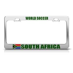 South Africa African Flag World Soccer Metal License Plate Frame Tag 