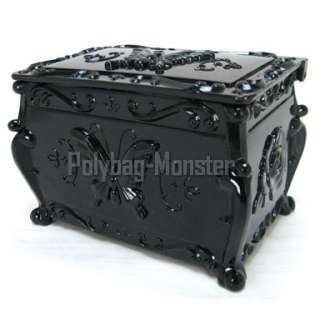 Black Victorian Jewellery Box Storage Case 2 Layer Tray  