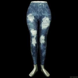 Stylish Faded Pocket Jean Design Legging 