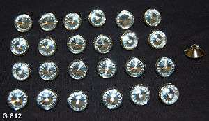 25PC FAUX CRYSTAL BUTTONS WITH METAL BACKS  