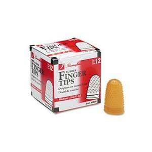  Rubber Finger Tips, Size 11 1/2, Medium, Amber, 12/Pack 