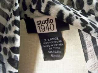 Studio 1940 Black & White Sheer Lined Blouse Sz XL  