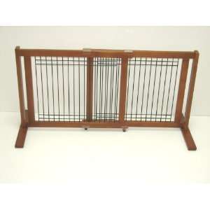   Freestanding Pet Gate, Wood/Wire with Chestnut Finish, Small Span Pet
