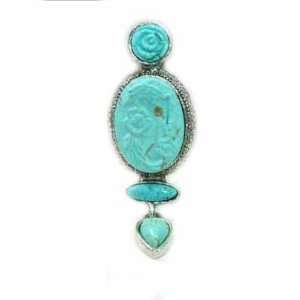  SILVER PLATED NATURAL TURQUOISE  PENDANT  #20 Everything 