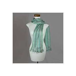  NOVICA Cotton scarf, Atitlan Shimmer