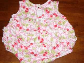 TRALALA Baby Girl Boutique Cherry Ruffle Bubble Romper Outfit EUC Size 
