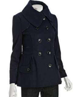Miss Sixty navy wool blend folded collar peacoat   