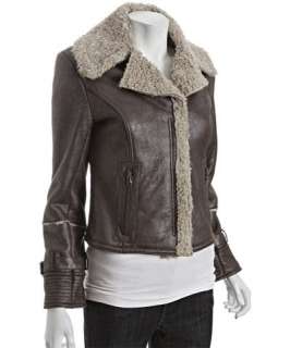 Kenneth Cole New York brown faux shearling front zip jacket