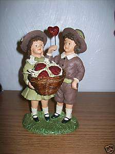 Boy & Girl with Basket of Hearts Figure by KD Vintage  