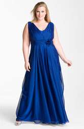 New Markdown JS Collections Draped Cationic Chiffon Gown (Plus) Was $ 
