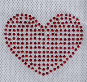 Wrights Red Rhinestone Heart Iron On Transfer Appliques  