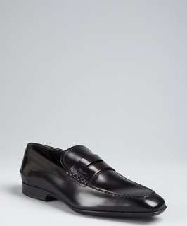 Salvatore Ferragamo black leather Canto penny loafers