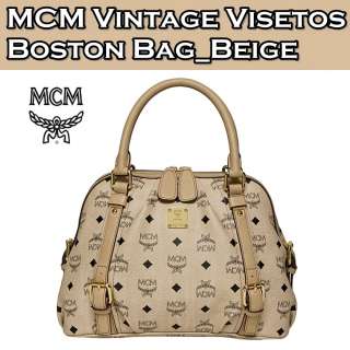 Brand New Authentic MCM Vintage VISETOS Boston Bag Medium NWT_Beige 