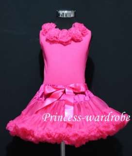 Hot Pink Pettiskirt Hot Pink Top and Hot Pink Rose 1 8Y  