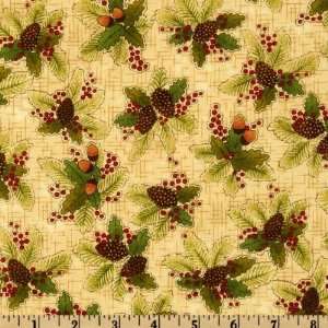  44 Wide Cabin By The Lake Pinecones Cream Fabric By The 
