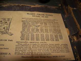 WARDS AIRLINE SHORT WAVE RADIO MODEL 62 329  