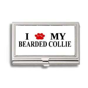  Bearded Collie Paw Love My Dog Business Card Holder Metal 