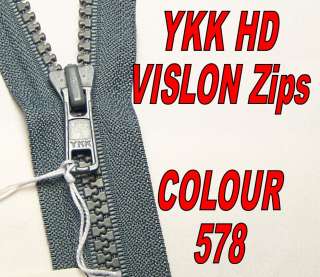 YKK VISLON HD ZIP 18cm Closed End/ended Rail Grey 578  