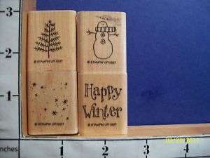STAMPIN UP HAPPY WINTER SET OF 4 rubber stamp 9K  