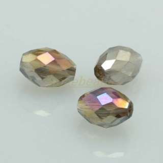 Faceted Smoky AB Crystal Glass Rice Spacer Beads 50PCS  