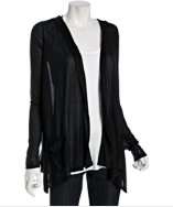 style #308397601 black stretch cashmere jersey hooded cardigan