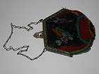 Antique Beaded Purse with metal frame and clasp, multi colored 
