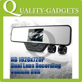 Vehicle Rearview Mirror DVR + Dual Lens 120° Wide Angle IR Night 