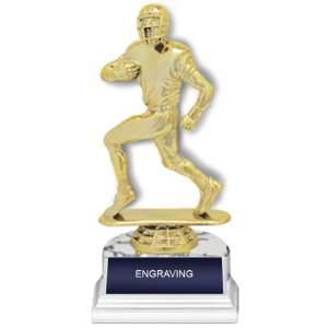   Trophies Award WHITE BASE/NAVY BRASS PLATE 6 Custom Football TROPHY
