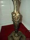   Art Deco Metal Table Lamp w/ LIONs Heads & Roses Original Patina