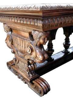 FABULOUSLY CARVED WALNUT FIGURAL TABLE  