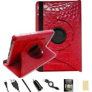  FINTIE ® (Crocodile Red) 360° Rotating PU Leather Case 