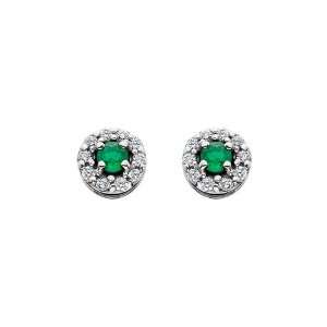  14kt White Gold Genuine Emerald Earrings Jewelry