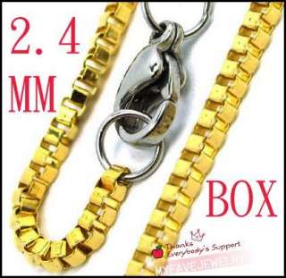 18kgp Yellow Gold Tone 2.4mm Stainless Steel Box Chain Necklace  