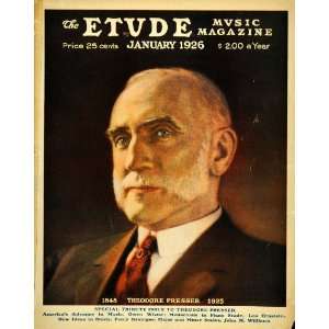  1926 Cover The Etude Music Tribute T. Presser Portrait 