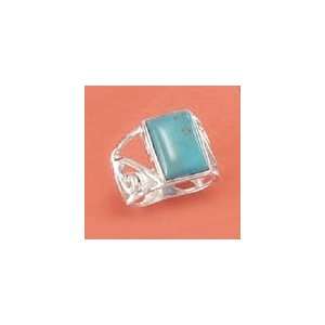  Sterling Silver Filigree Ring, 11x14mm Turquoise, 15mm 
