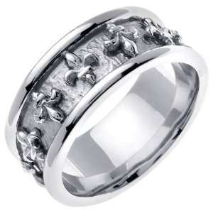  14K White Gold Polished Edge Celtic Wedding Ring Jewelry