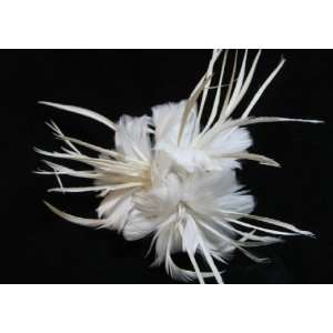  Large White Feather Flower Hair Clip 