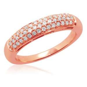 10k Pink Gold Pave Diamond Stack Ring (1/4 cttw, H I Color, I2 Clarity 