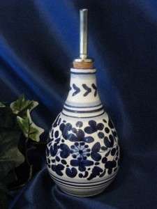 DERUTA ITALY Italian Pottery BLUE BIRD OLIVE OIL Bottle  
