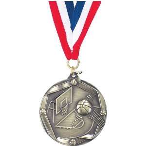 Basketball Medals   2 1/4 inches Sculptured Die Cast Medal BASKETBALL 