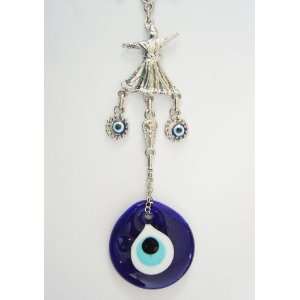  Lucky Evil Eye Hanging with Whirling Dervish   30cm Metal 