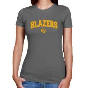  UAB Blazers Ladies Charcoal Logo Arch T shirt Sports 