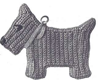 Vintage Crochet PATTERN Pot Holder Scotty Dog Scottie  